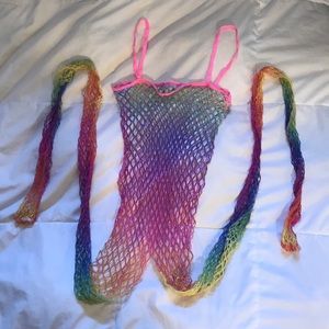 Rainbow pride fishnet bodystocking